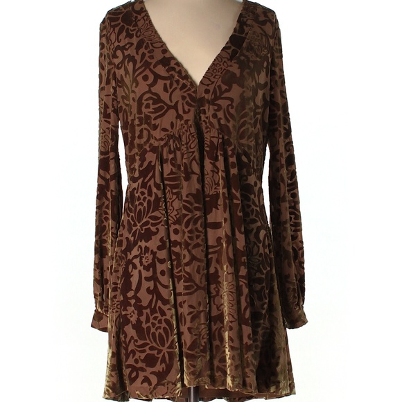 Free People Dresses & Skirts - Free People velvet burnout longsleeve dress S